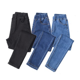 Image of Ready Stock Women Denim Pants High Waist Plus Size Casual Jeans Elastic Trousers