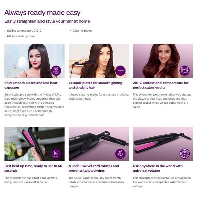 Philips Hair Straightener HP8302 (210°C) Universal Voltage Flat Iron【Fast  Delivery】Ready Stock | Shopee Singapore