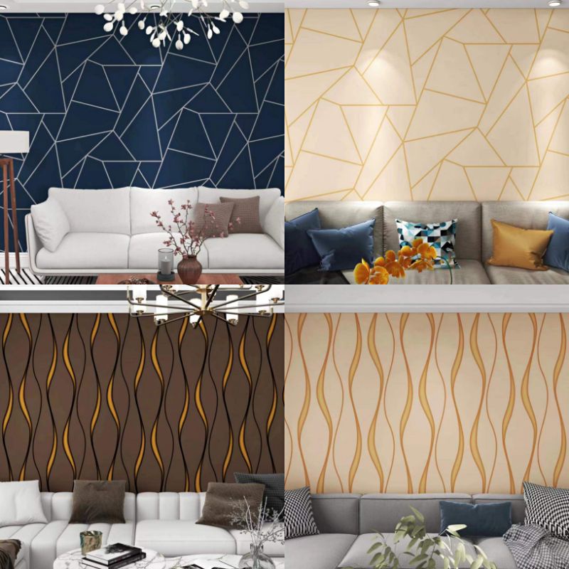 JT5 3D Geometrical line Wallpaper PVC Self Adhesive Waterproof Sticker home decor