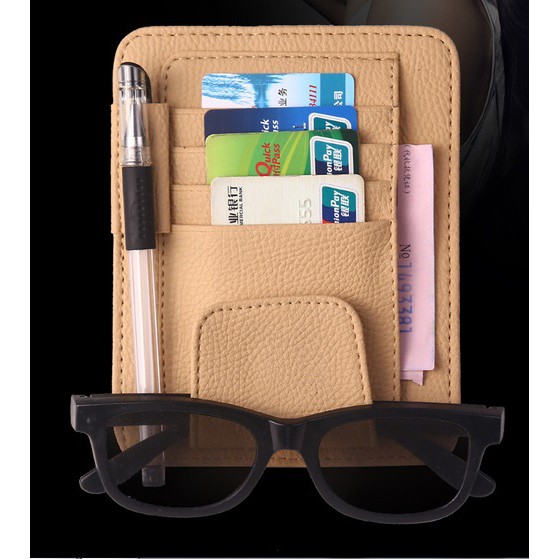 local seller Car/Vehicle Leather Card Pen Glasses Holder   Sun Visor  Change Clip Storage