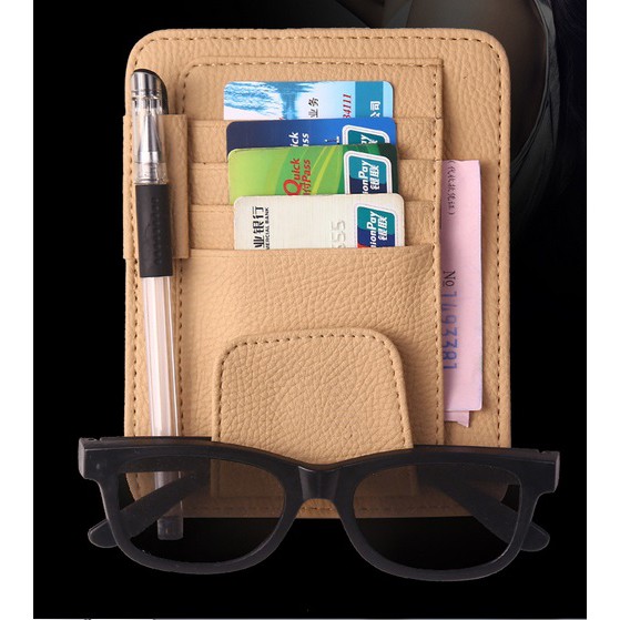 local seller Car/Vehicle Leather Card Pen Glasses Holder Sun Visor Change Clip Storage