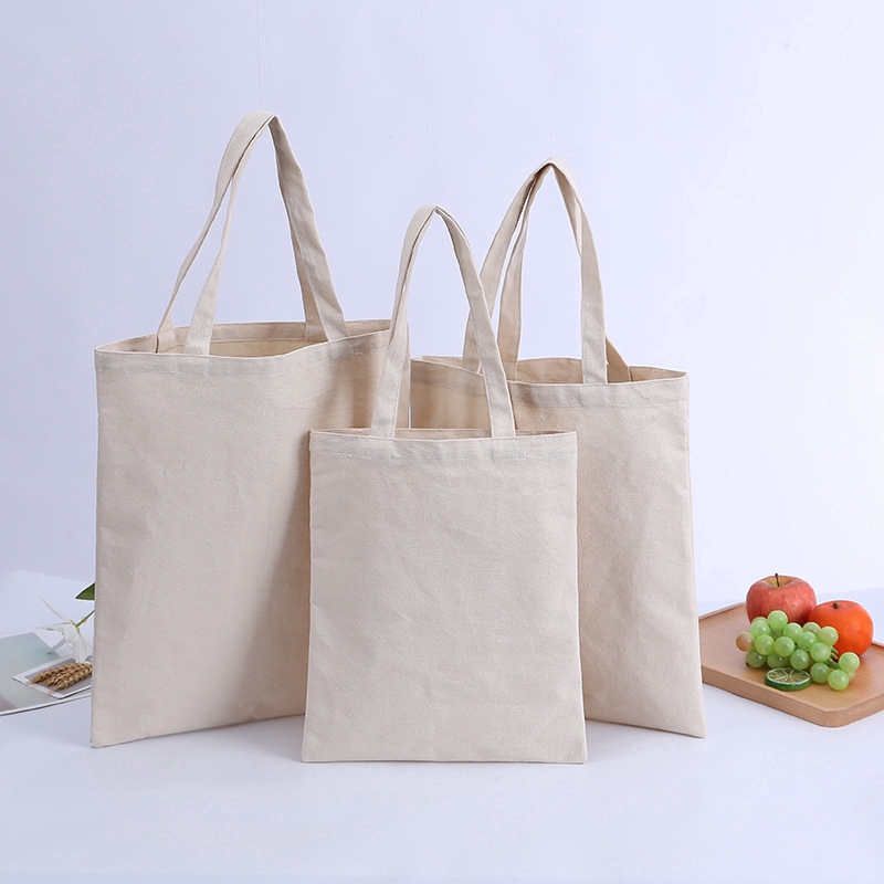 Thick Canvas Tote Bag Foldable Reusable Shopping Bags Plain White ...