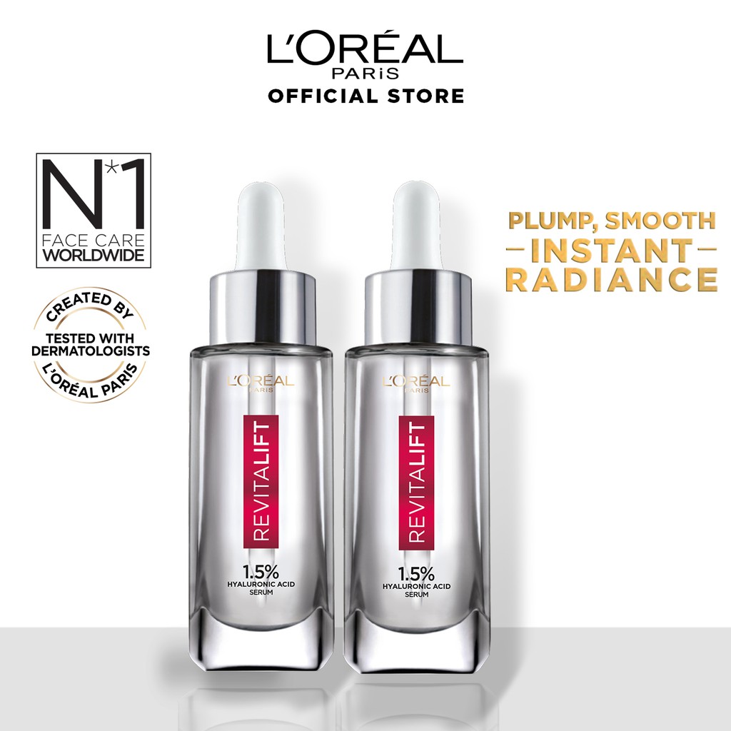 Bundle Of 2 L Oreal Paris Revitalift 1 5 Hyaluronic Acid Plumping Serum Plump Smooth Radiance Shopee Singapore