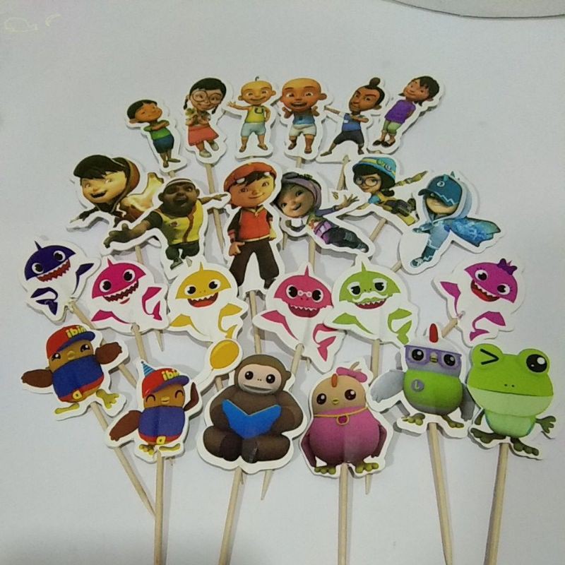 24pcs cupcake toppers cake topper cake deco didi and friends boboiboy ...