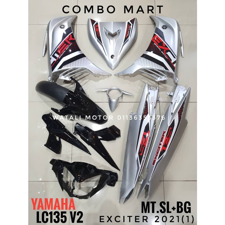 Yamaha Lc135 V2 V3 V4 V5 V6 V7 Exciter Silver 2021 Cover Set New Stock Cover Set Stripe Siap Tanam Shopee Singapore