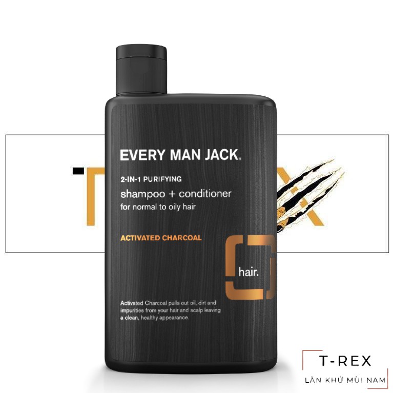 (High Quality Product) Every Man Jack Activated Charcoal 2 In 1 Shampoo 400ML (Conditioner