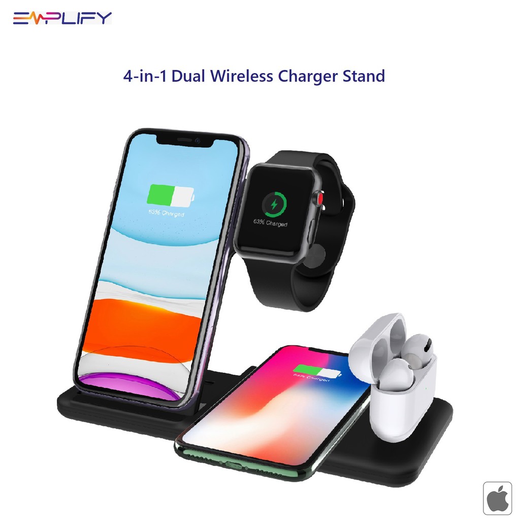 4 In 1 Wireless Fast Charging Stations For Apple Watch Airpods Pro And Mobile Phones Shopee Singapore