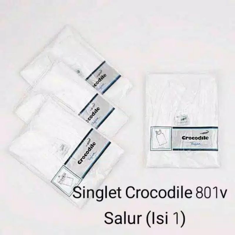 Image of KATUN PUTIH Crocodile T-Shirt SINGLET Cotton 801V White #2