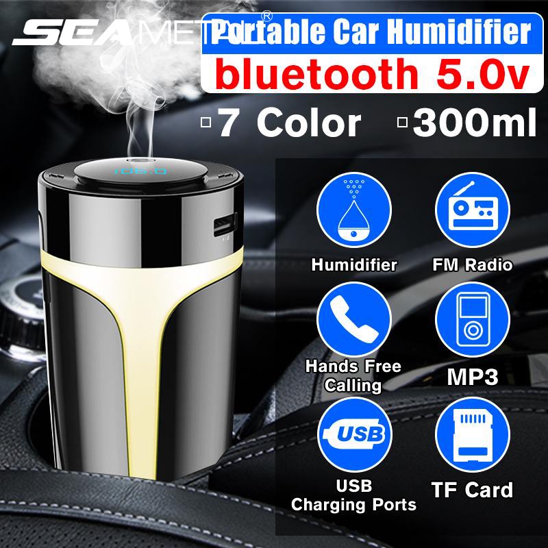 2 In 1 Led Mini Bluetooth 5 0 Usb Car Air Humidifier Speaker Car Music Player Car Air Purifier Shopee Singapore