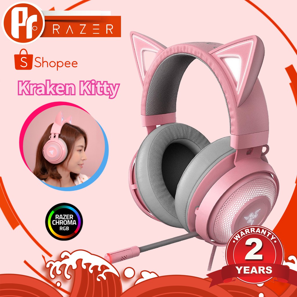 100 Original Razer Kraken Kitty Rgb Usb Gaming Headset Thx 7 1 Spatial Surround Sound Chroma Rgb Lighting With Retractable Active Noise Cancelling Mic Shopee Singapore