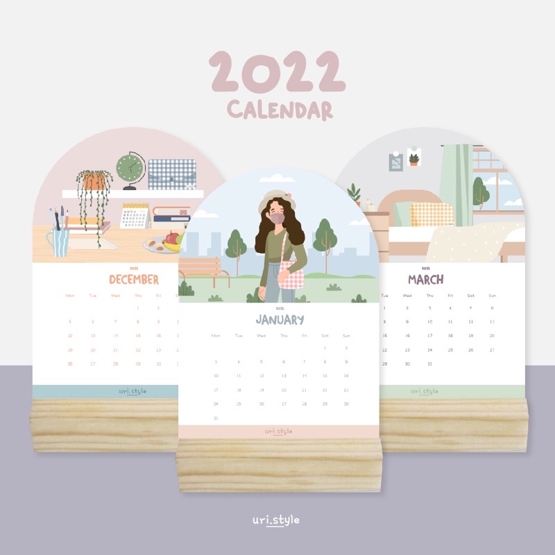 Uri Calendar Stand 2022, Aesthetic Calendar, Cute Desk Calendar, 2022 Calendar | Shopee Singapore