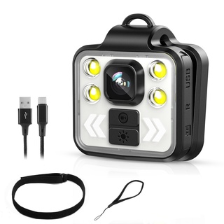 Wearable Body Camera Video Recorder 1080P with LED Head Strap Time Stamps 5-6Hr Battery Life