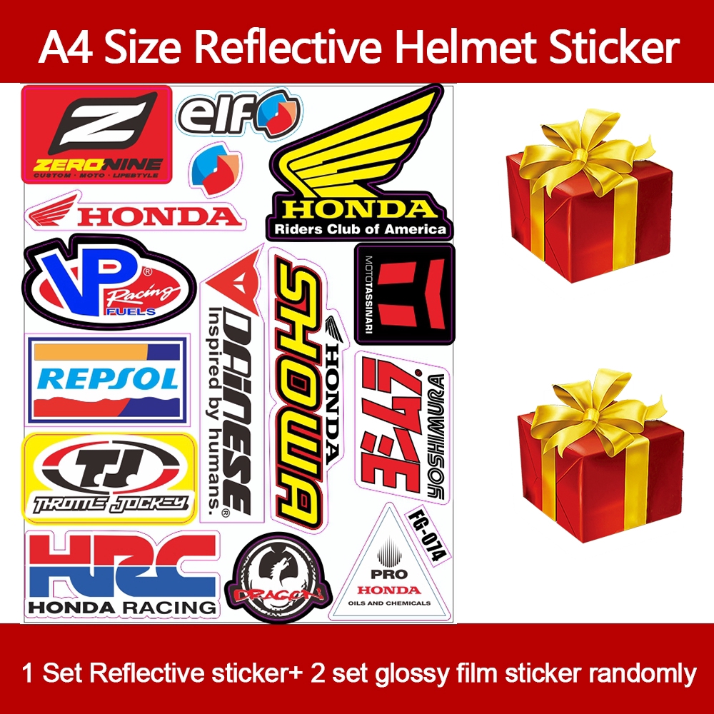 1 Set Reflective Motogp Hrc Racing Funy Helmet Motorcycle Stickers