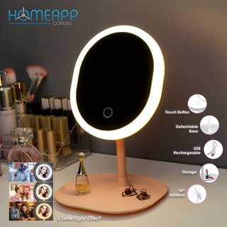Image of [Ready Stock]Makeup Mirror with 3 tone led Light Cosmetic Beauty Tabletop Mirror Rechargeable9