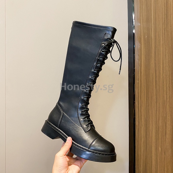 Image of 2022 Autumn Winter  Style Long Boots Women Back Zipper  Martin Large Size Widened Version Knight XZIJ #3
