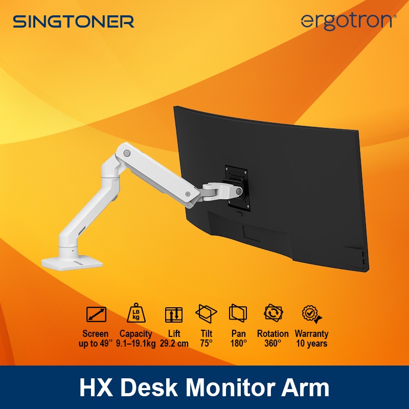 [Local Warranty] Ergotron HX Desk Monitor Arm White Black Shopee