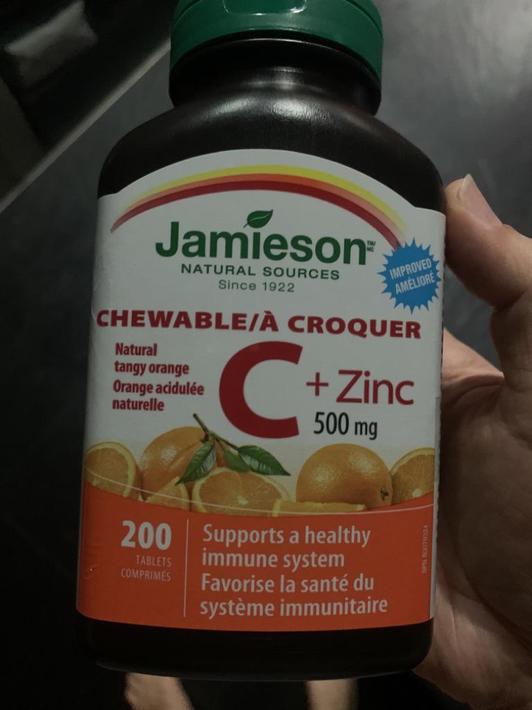 Jamieson Vitamin C + Zinc 500mg (Natural Tangy Orange) 200 Chewable