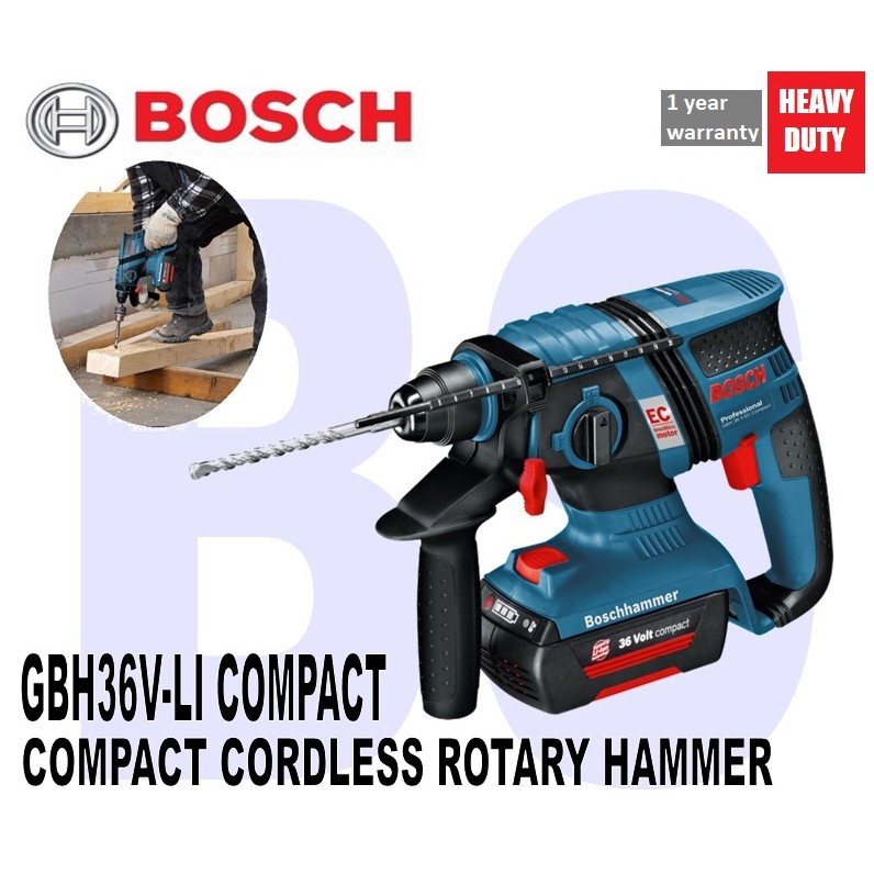 Bosch Cordless Rotary Hammer Gbh36v Li Compact Shopee Singapore