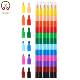 6pcs Stacking Rainbow Pencils for Kids 12 Colors Buildable Crayons Set for Office School@CY-FHL2-SHTKC9732 #2