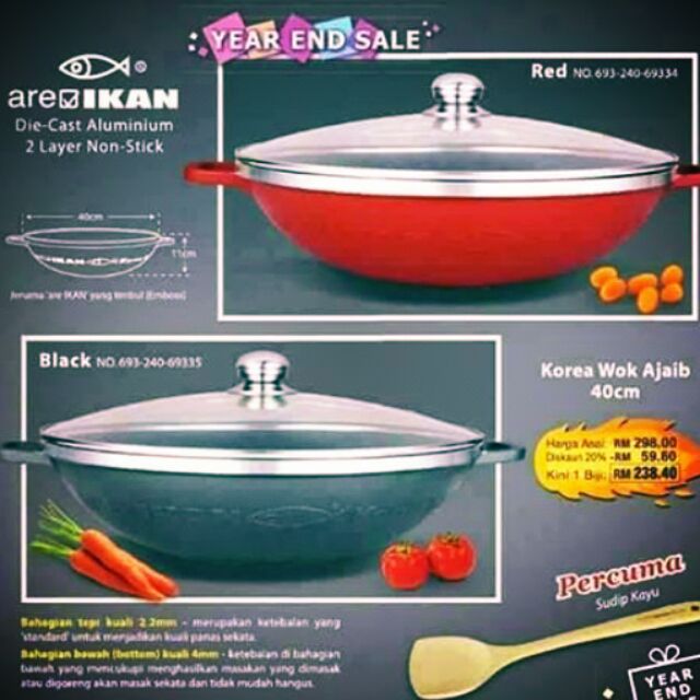 Korea Wok Magic 40cm (percuma sudip kayu) Shopee Singapore