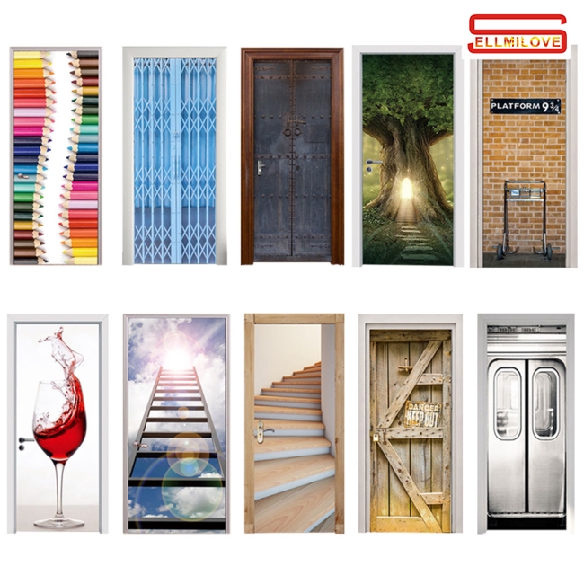 Stylish 3d Door Sticker Waterproof Self Adhesive Sticker For