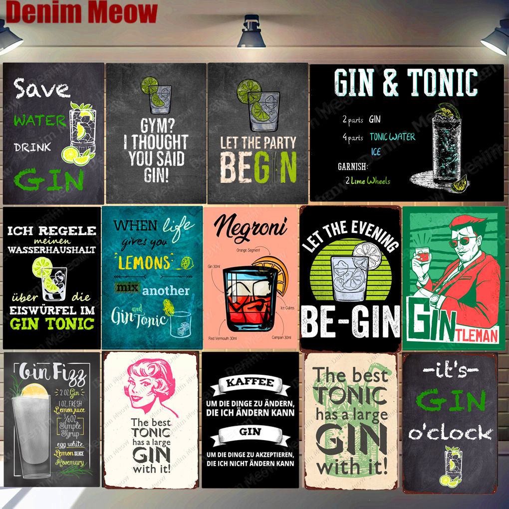 Metal Tin Sign life is like a gin tonic  Decor Bar Pub Home Vintage Retro Poster 