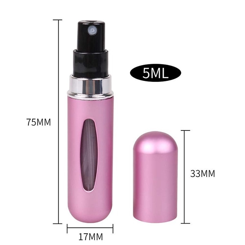 5ml Travel Mini Perfume Refillable Bottle Aluminum Portable Empty Small Perfume Atomizer Bottle Scent Pump Spray Case 13 Colors