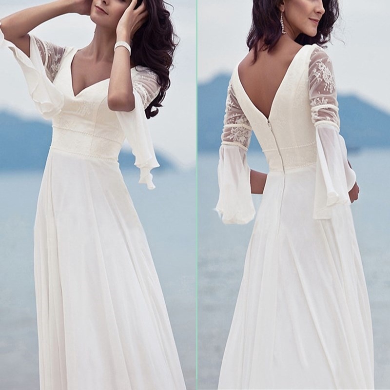 white summer dress long sleeve