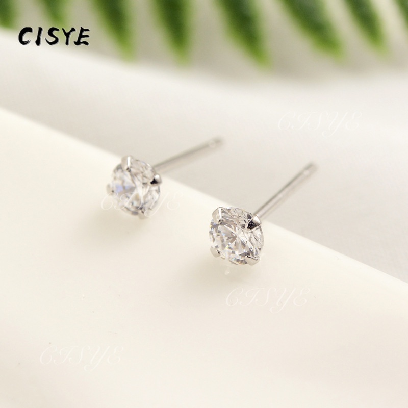Image of Korea Earrings Zirconium Diamond Stud Earrings Claw Diamond Crystal Gem Ear Stud For Unisex #2