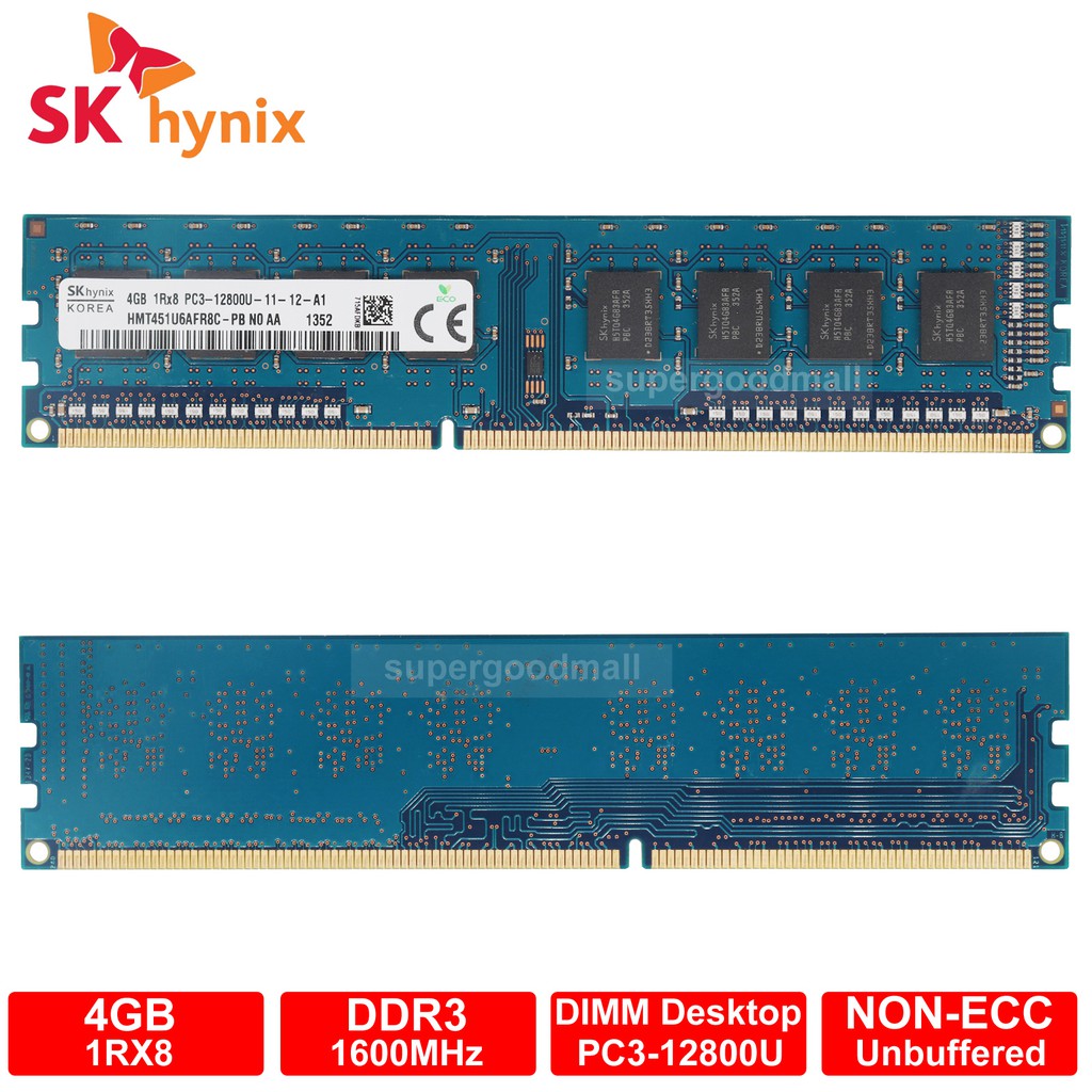 SK Hynix 4GB 1RX8 PC3-12800U DDR3-1600MHz 1.5V 240Pin Desktop Memory RAM |  Shopee Singapore