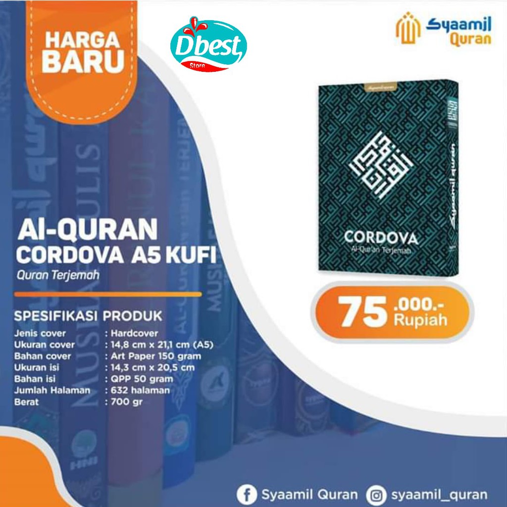 Al Quran Cordova A 5 Kufi Syaamil Quran (original Quran) Shopee Singapore