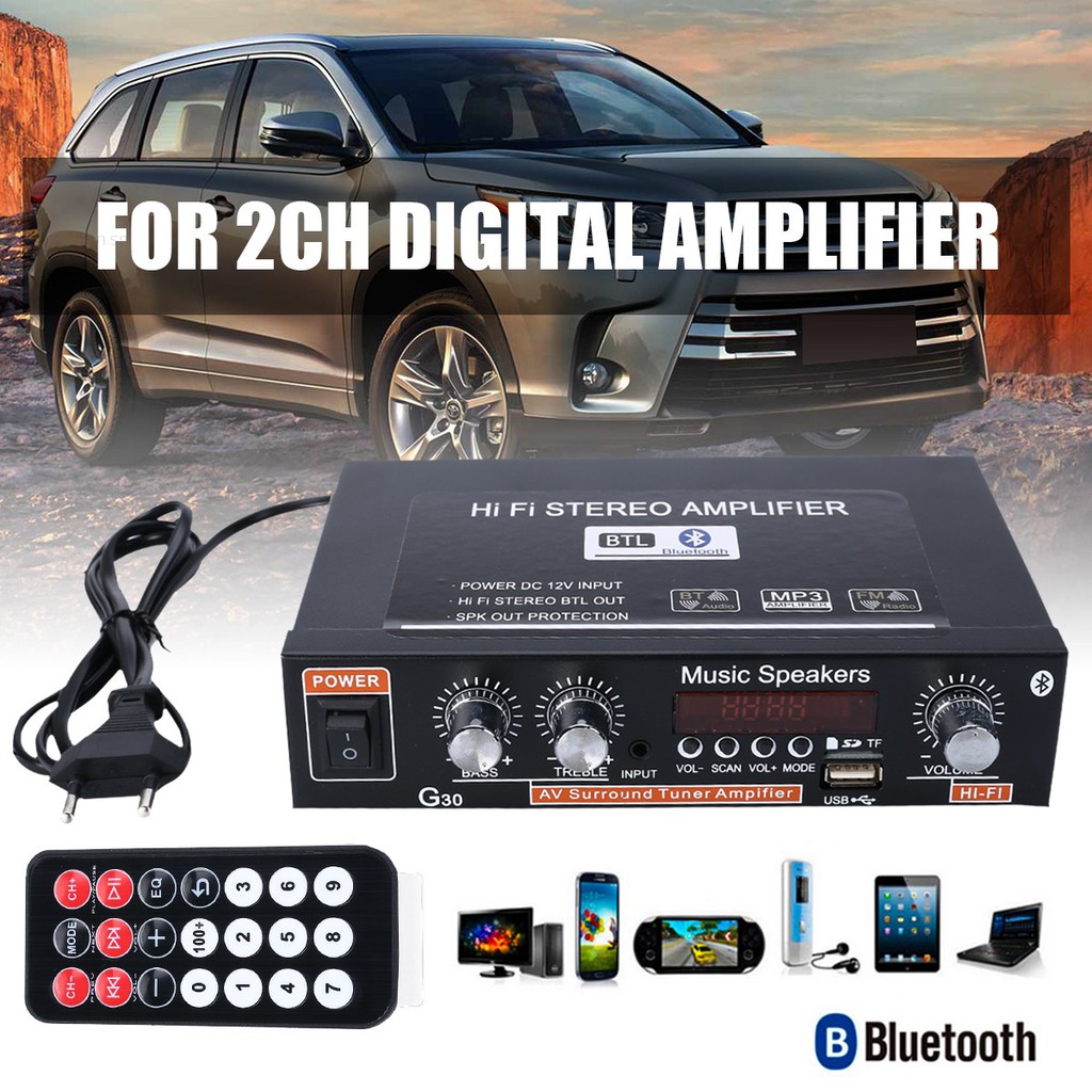 Irenen Bluetooth 2ch Channel Hifi Digital Audio Stereo Power Amplifier Car Home Shopee Singapore