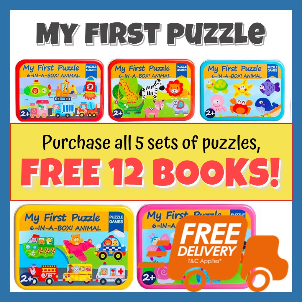 [CHEAPEST IN SG] My First Puzzle 6 in 1 Jigsaw Puzzle Animal Cartoon