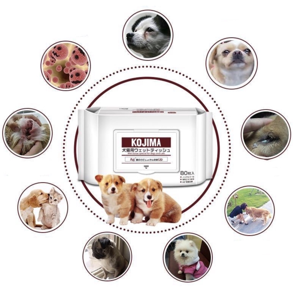 Wet wipes for dogs and cats (80pc) by Kojima - herbal scent n more