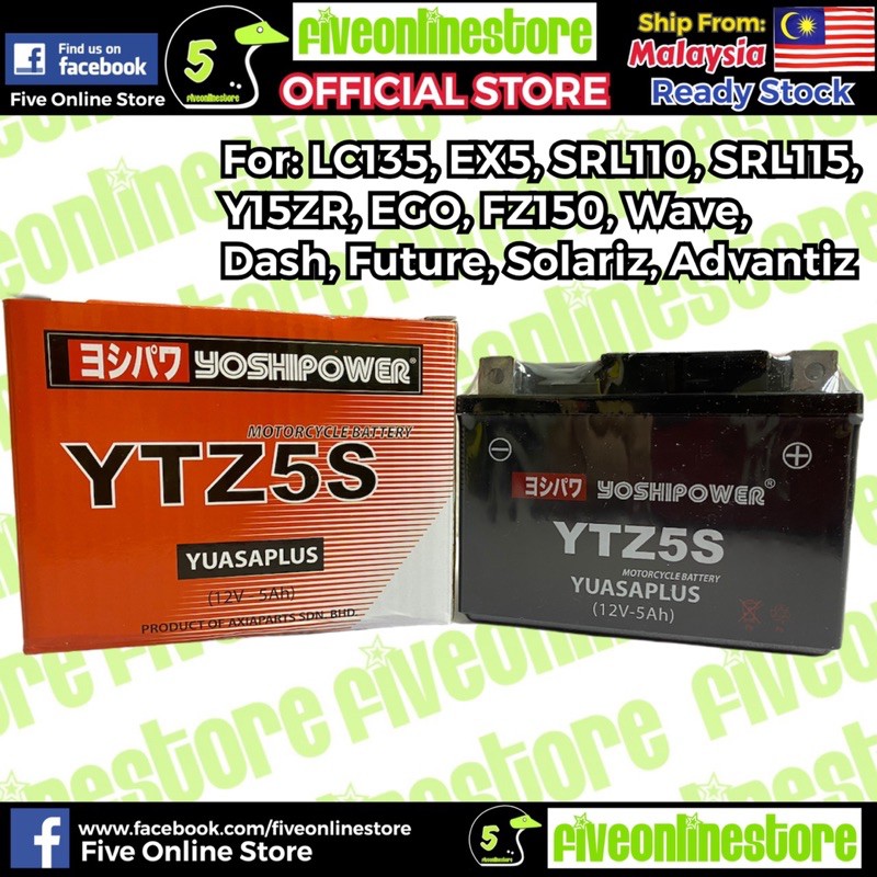 Shop Malaysia Ytz5s Bateri Motorsikal Yuasa Plus Battery Ytz5 Ex5 Dream Lc135 Y15zr Ego S Wave 125 Dash 110 Lc Avantiz Solariz Srl115 Shopee Singapore