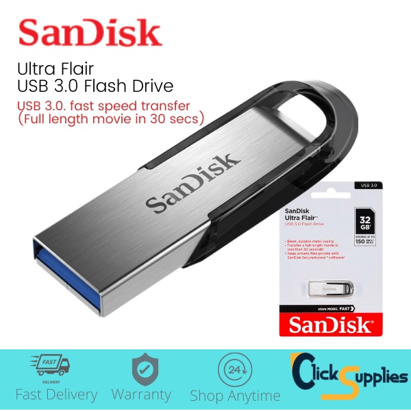 SanDisk Thumbdrive USB 3.0 Ultra Flair Flash Drive for Fast Transfer ORIGINAL with Warranty