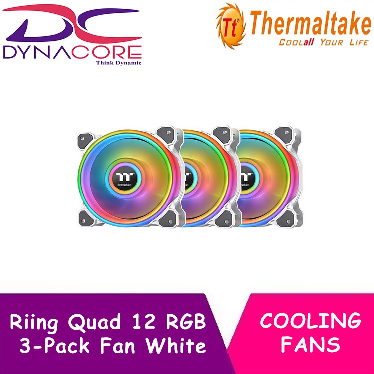 Dynacore Thermaltake Riing Quad 12 Rgb Radiator Fan Tt Premium Edition 3 Pack White Shopee Singapore