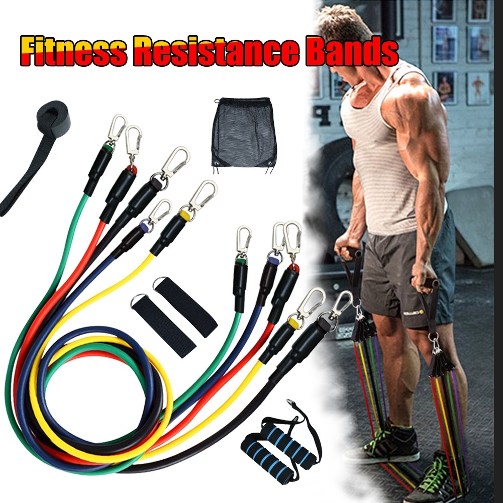 ⭐[Sg Seller] Resistance Bands Set 11pcs Home Workouts Shopee Singapore
