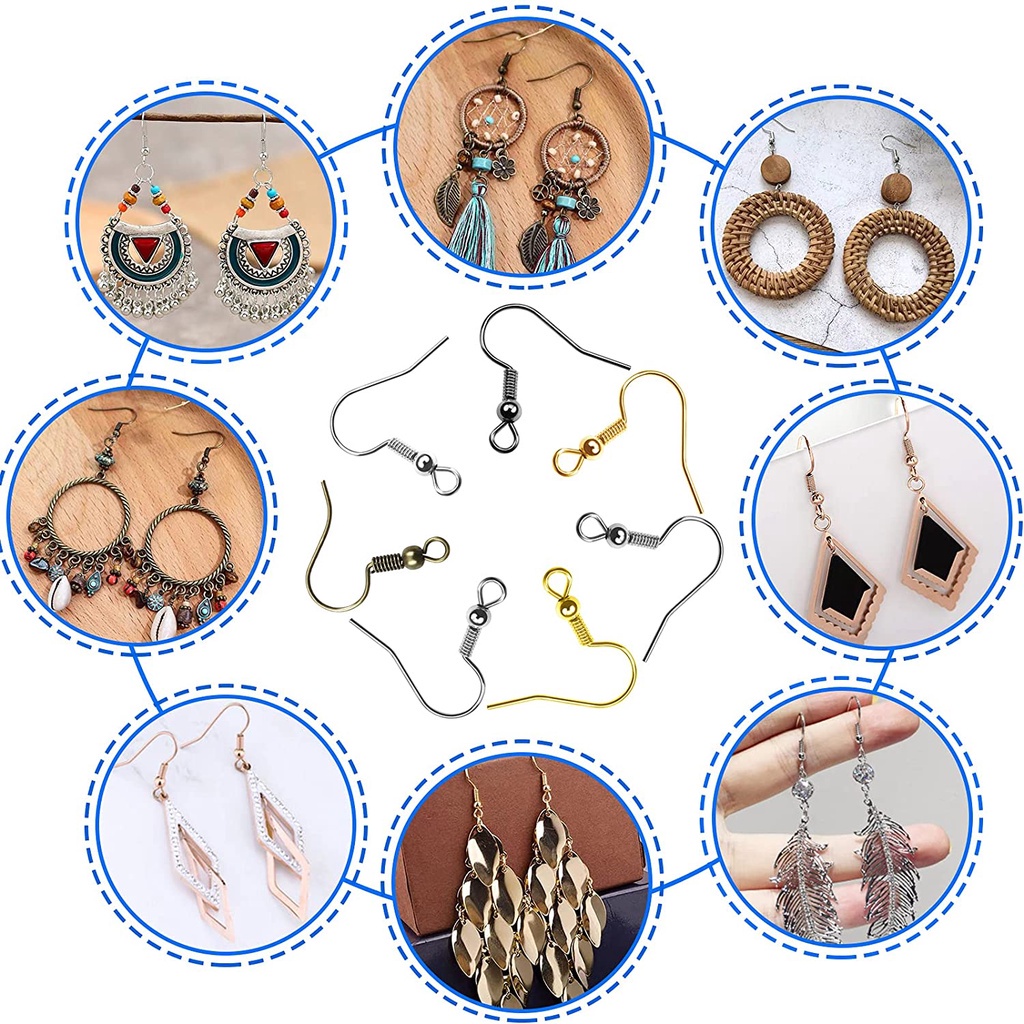 2pcs Alloy Earring Hooks Ear Wires with Ball and Coil, 7 Colors 19.5mm