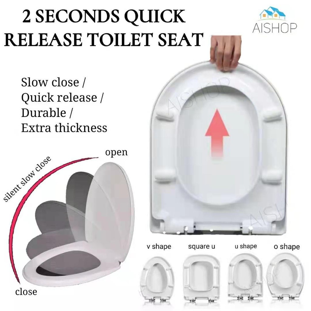 （SG Seller）Toilet Seat Cover Two Second Quick Release Silent Slow-Close ...