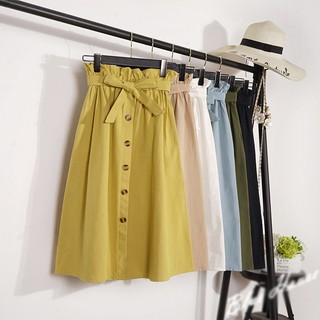 Image of #1267 Women Fashion Maxi A-line Skirt Ladies Button Down High Waist Skirts