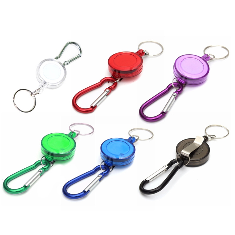 Stainless Silver Pull Ring Retractable Key Chain Keyring Heavy Duty Steel HXVT 