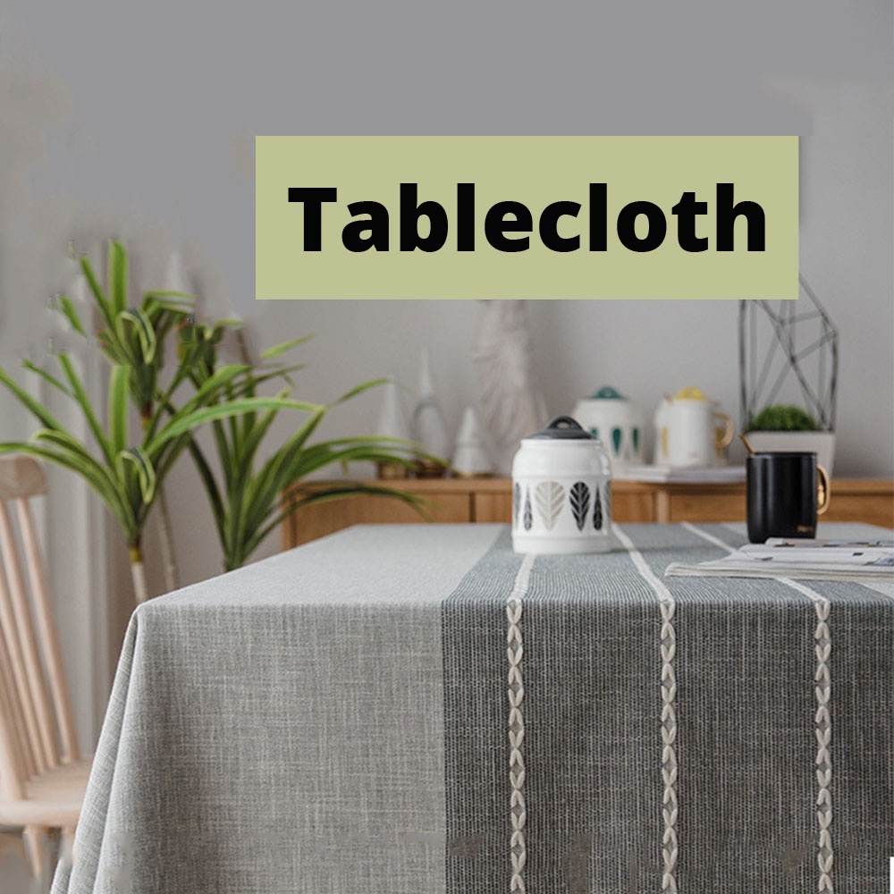{SG} Tablecloth/Table Cloth/Table Cover Tassel Cotton Linen Wrinkle Free Rectangle for Kitchen