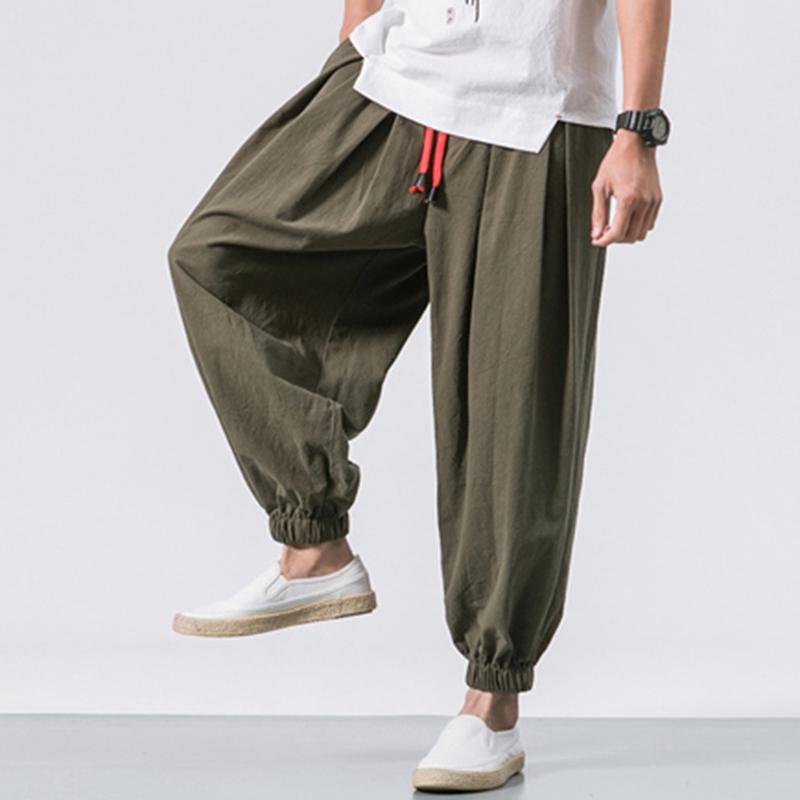 Mens Baggy Loose Casual Cotton Harem Pants Shopee Singapore