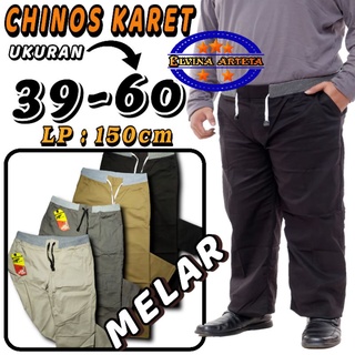 PRIA Rip Chino Pants Rubber Waist Long Chino Men Jumbo Big Size 39-60 Casual Regular Fit Distro Premium