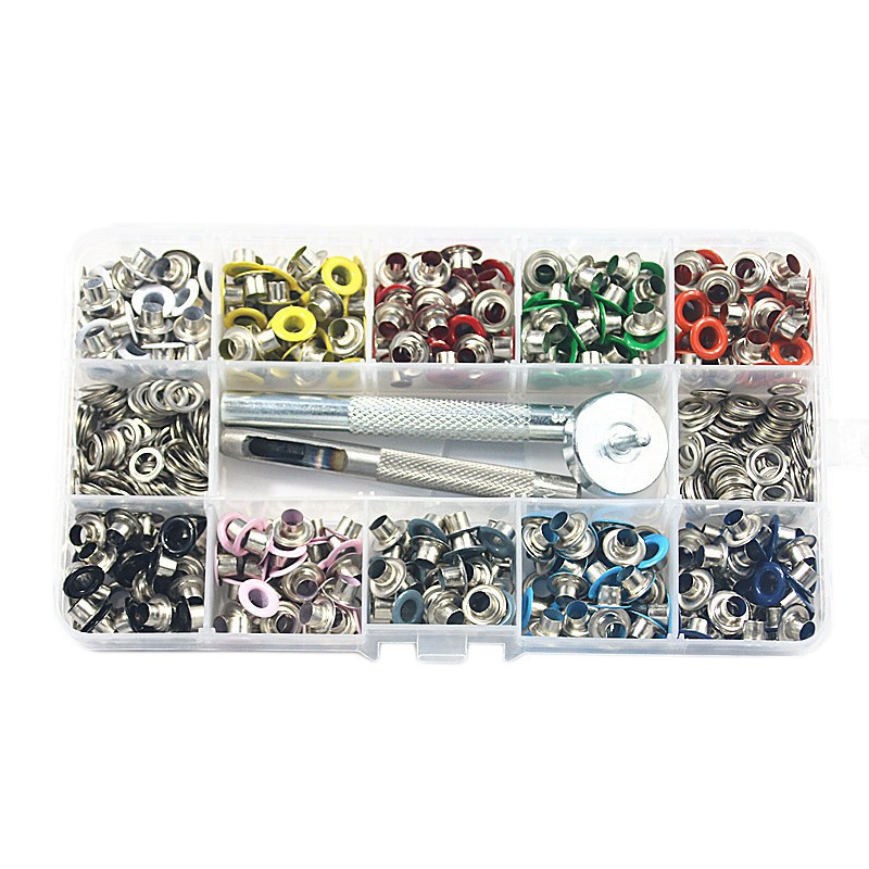 10-Color 300 PCS Set Grommets and Eyelets with 3 Pieces Install Tool Kit 300 Set Metal Eyelets with Installation Tools 3/16 inch Multi-Color Grommet Kit 