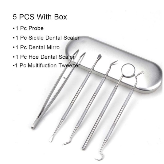 5PCS Stainless Steel Dental Tool Set Dental Mirror Dental Kit Shopee