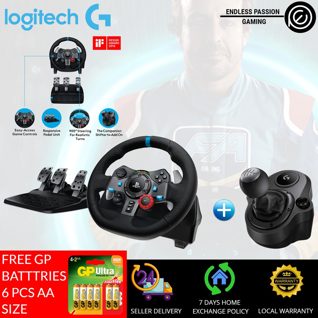 Logitech G29 Driving Force Race Wheel + Logitech G Driving Force ...