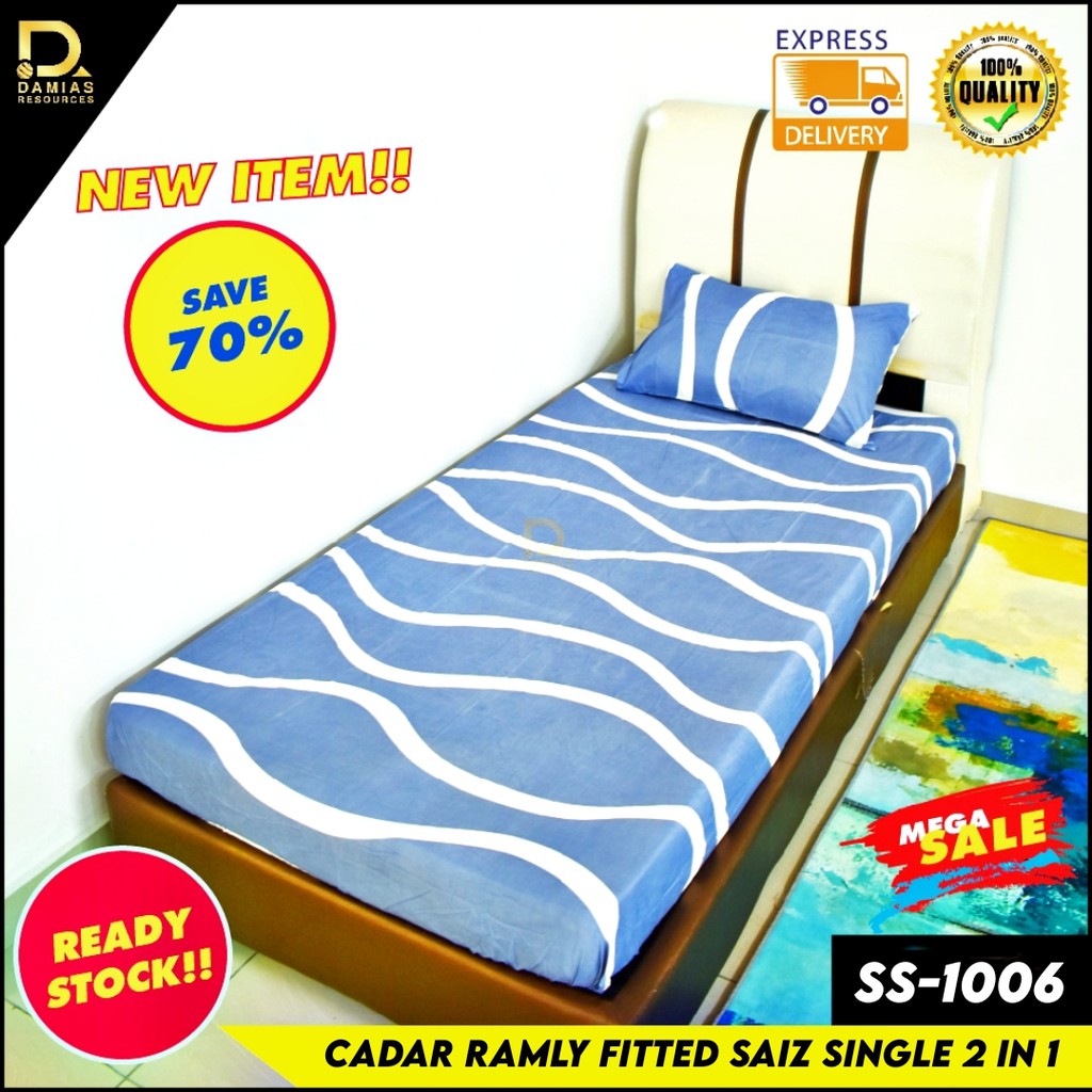 Shop Malaysia Cadar Fitted Size Single 2in1 1 Cadar 1 Sarung Bantal Bed Sheet Getah Keliling Cadar Rammlys Shopee Singapore