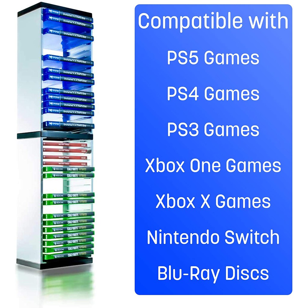 Game Disc Tower Stand Can Store 36 Game Cases for PS5 White Besokuse Game Storage Tower Stand 
